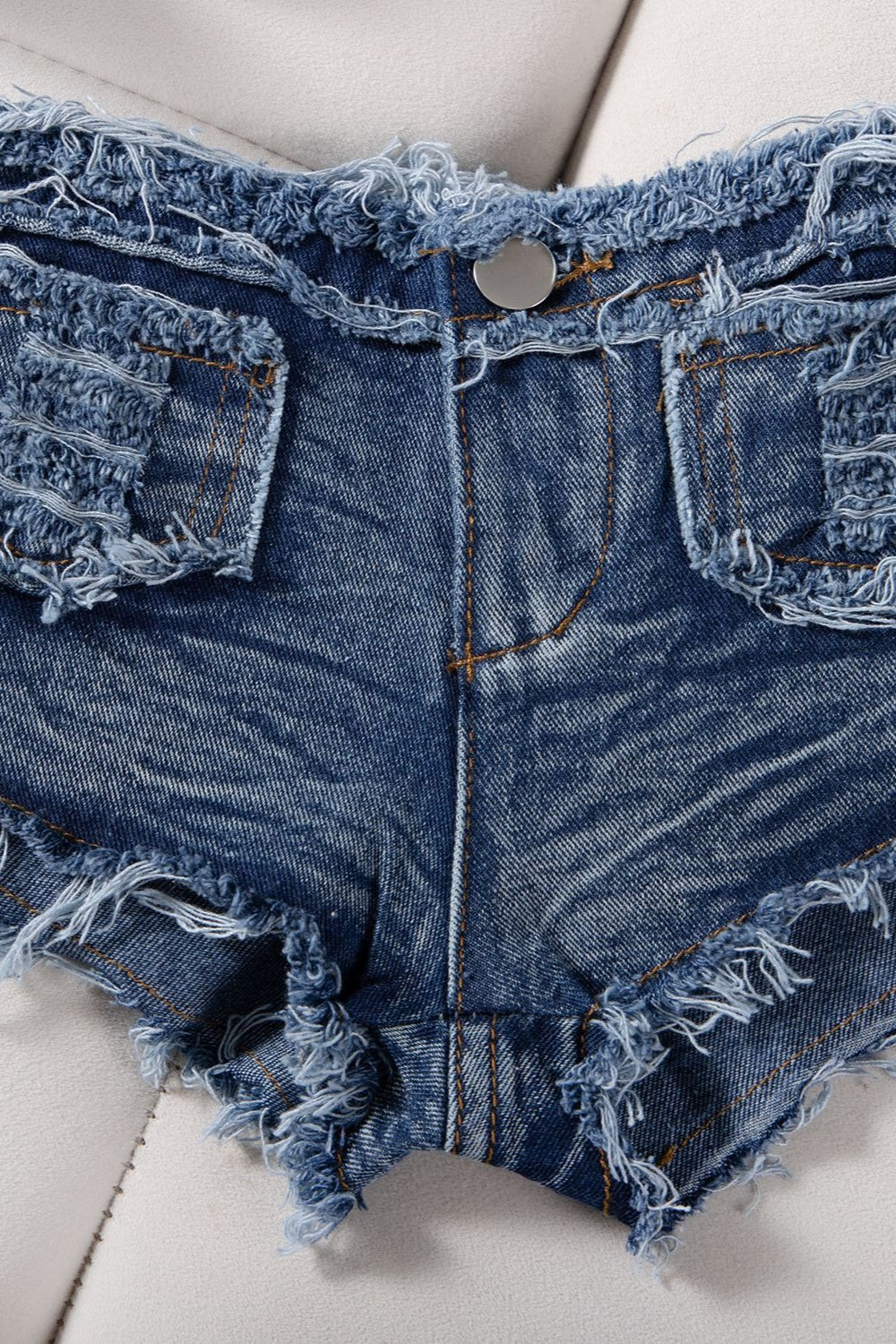 Low Rise Denim Drawstring Bodycon Casual Shorts