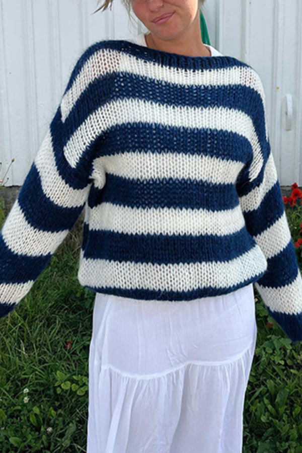 Loose Striped Fashionable All-match Long Sleeve Knitted Sweater
