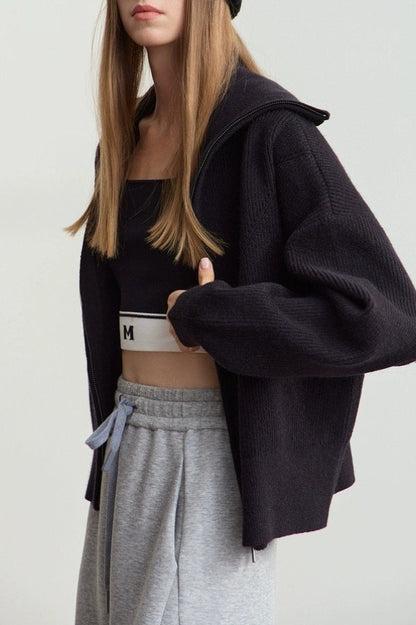 Slouchy High Neck Loose Solid Sweater