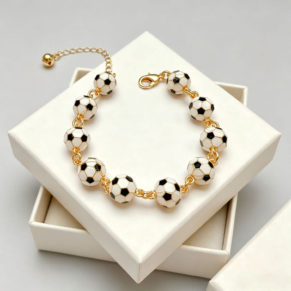 3D Enamel Soccer KC Gold Plated Adjustable Bracelet