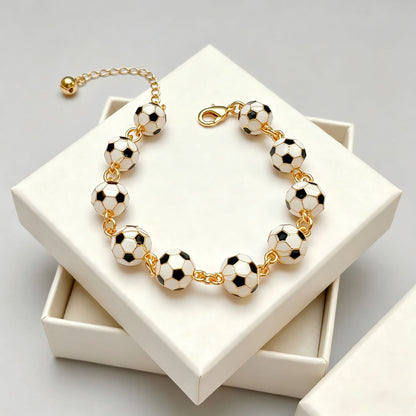 3D Enamel Soccer KC Gold Plated Adjustable Bracelet