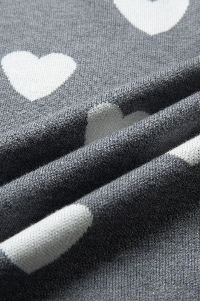 Round Neck Heart Knit Sweater