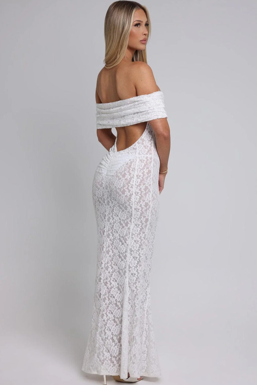 Floral Lace Backless Lace Dress