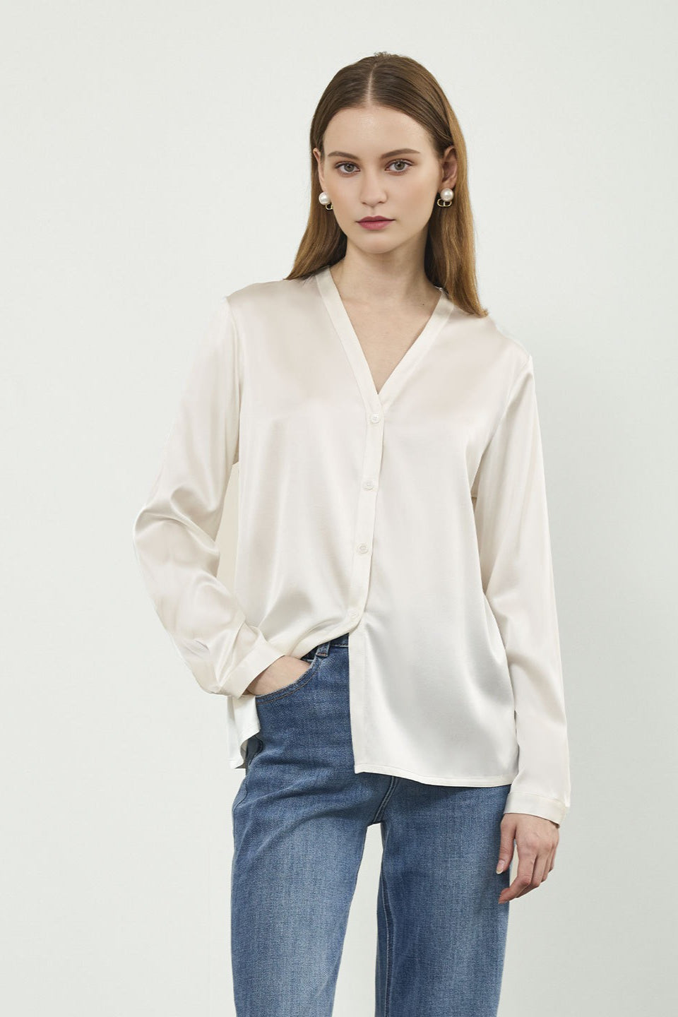 Silk Oversized Elegant Workwear Long Sleeve Blouse