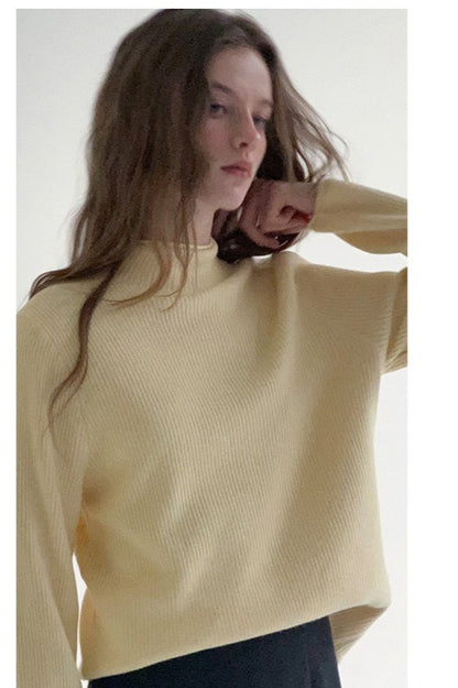 Thermal Mock Neck Solid Knit Top