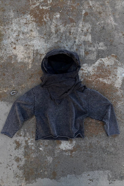 Scarf Hood Cutout Pullover Hoodie