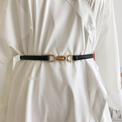 Slim Double Buckle Narrow Belt