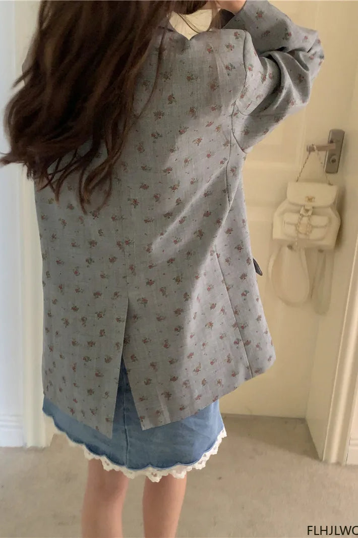 Floral Vintage Long Blazer