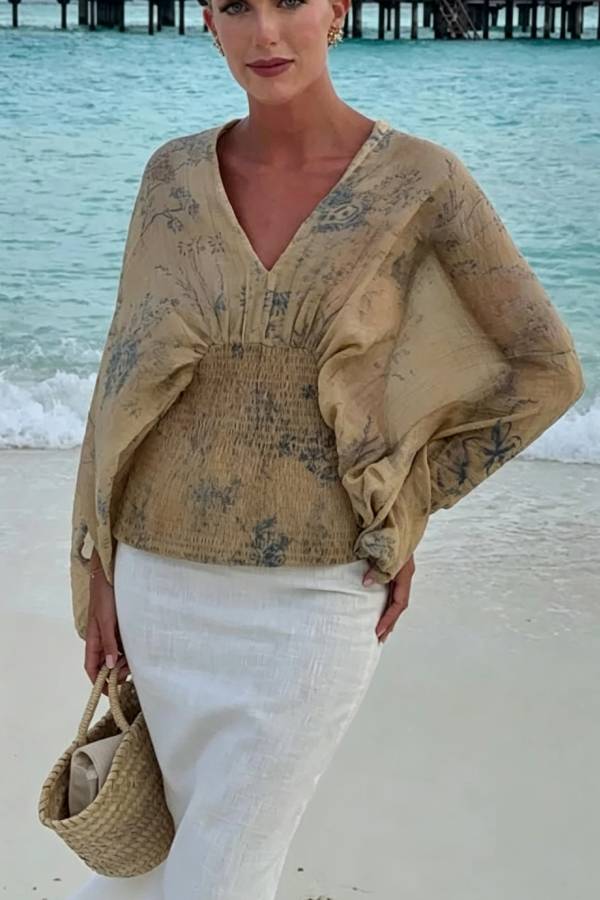 Bohemian Style Ibiza Embroidered Wide-sleeved Shirt