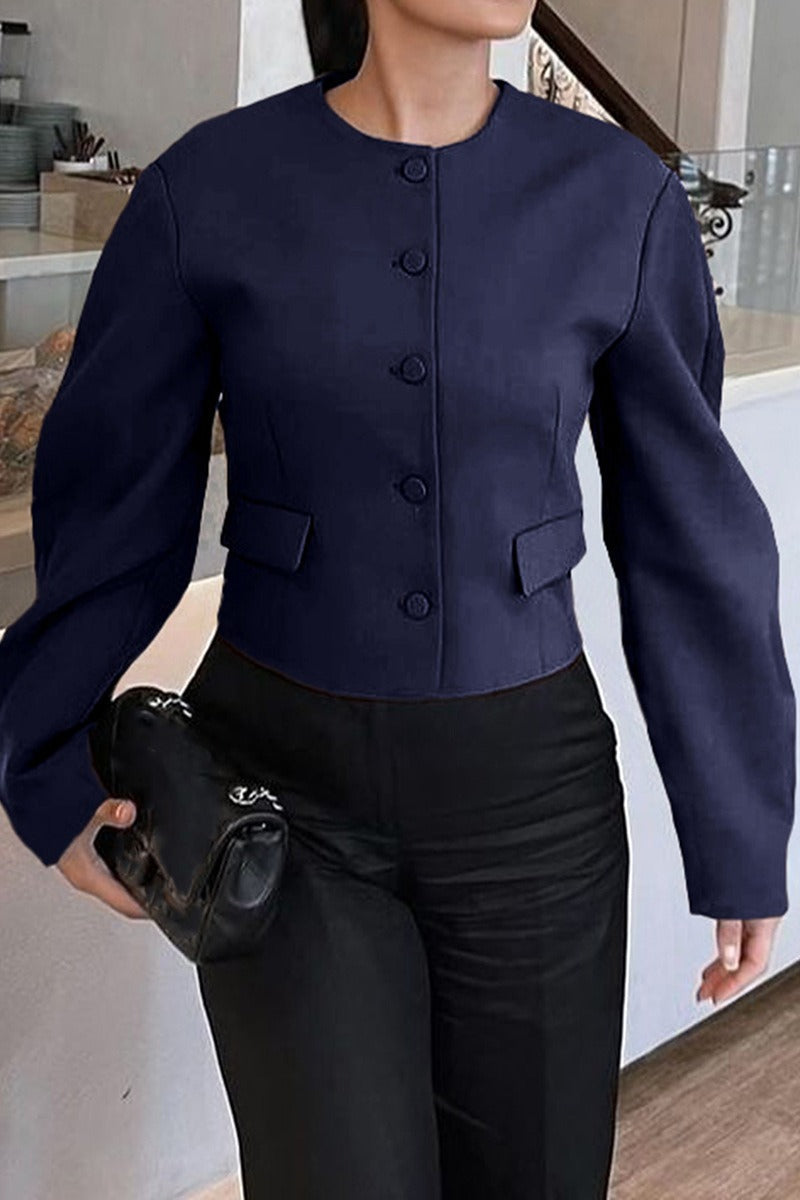 Resort Solid Color Long Sleeve Coat