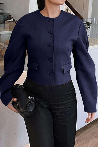 Resort Solid Color Long Sleeve Coat