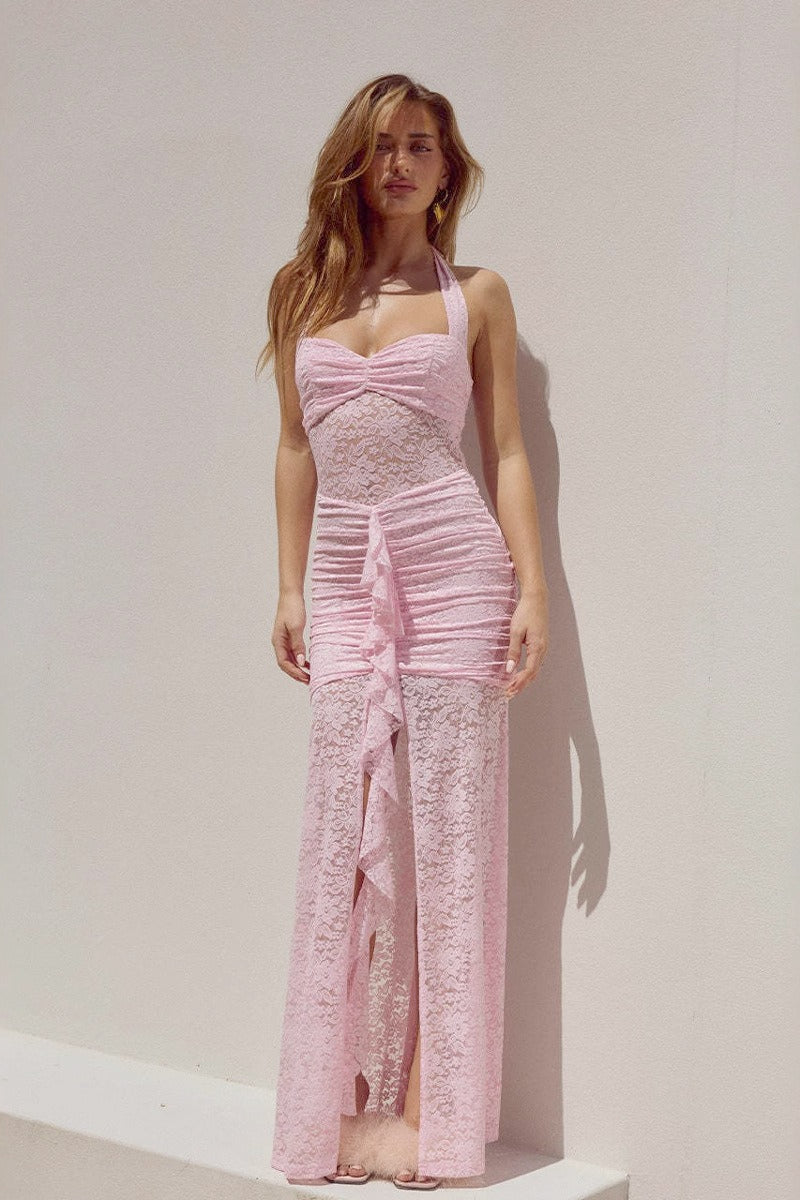 Slim Fit Halter Lace Dress