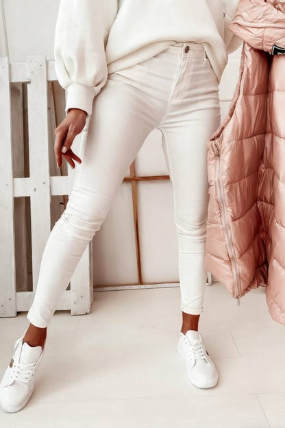 Rebel ecru waxed trousers