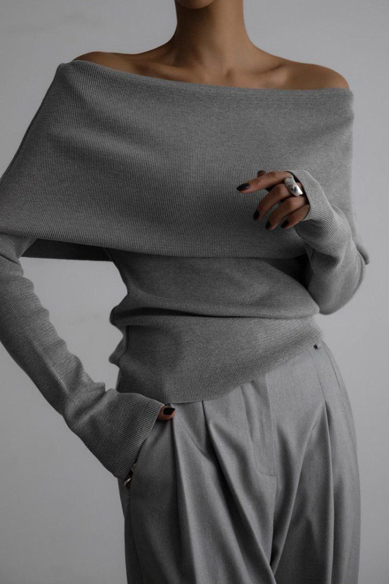 Off Shoulder Ribbed Sweater
