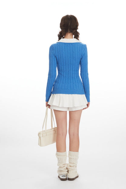 Twisted Stitch Long Sleeve Knit Top