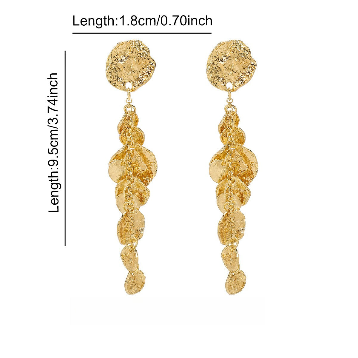 Long Round Pendant Metallic Earrings