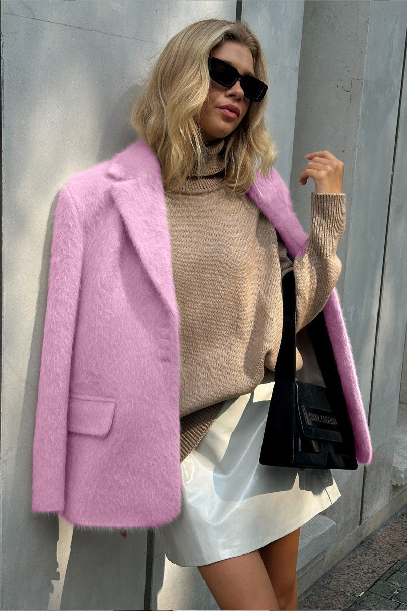 Soft Pile Notch Collar Coat
