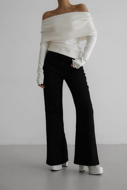 One Shoulder Fitted Knit Sweater