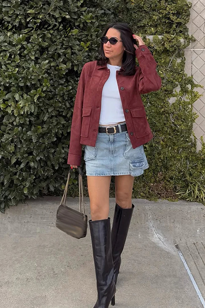 Vintage Suede Pocket Jacket
