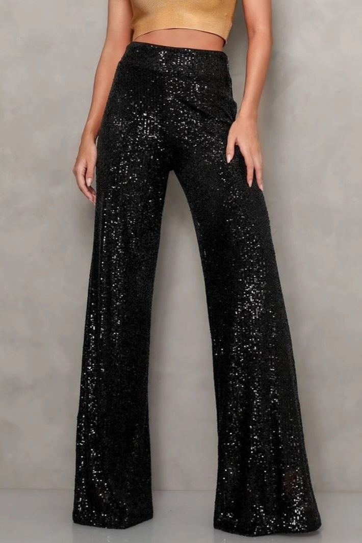 Elegant High Waist Wide Leg Straight Leg Pants