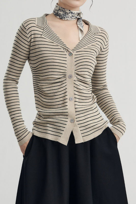 French Stripe Knit Cardigan