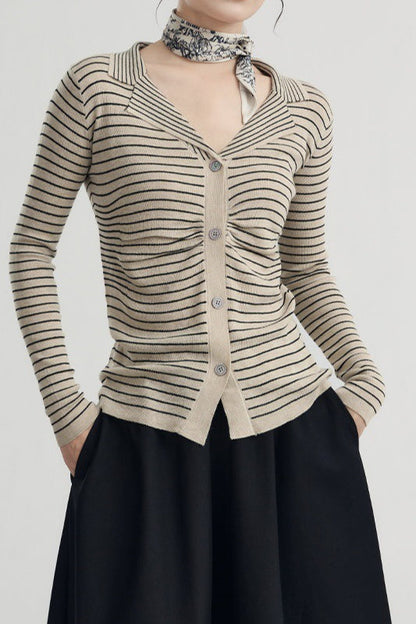 French Stripe Knit Cardigan