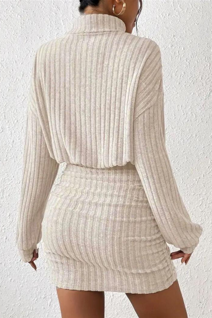 Knit Turtleneck Long Sleeve Bodycon Sweater Dress