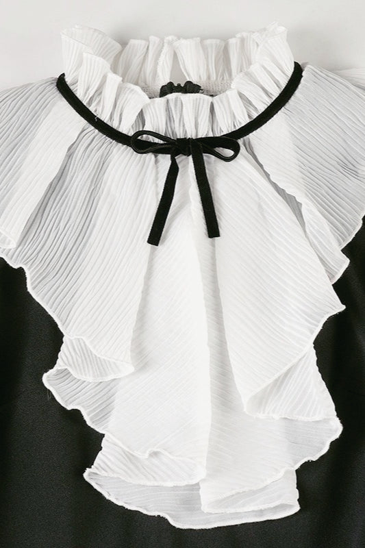 Lace Trim Velvet Tie-Waist Birthday Dress