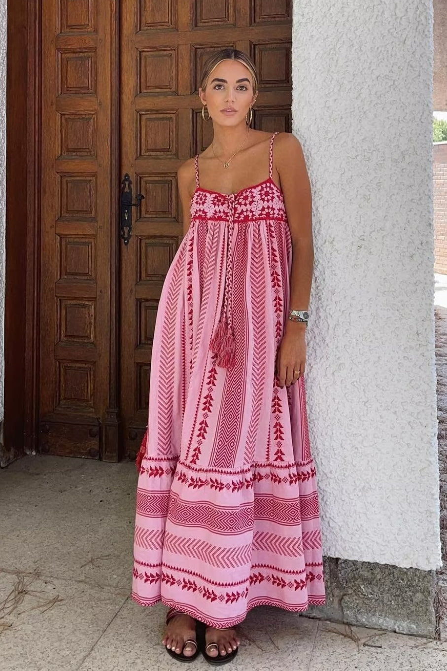 Crochet Knit Spaghetti Strap Boho Dress