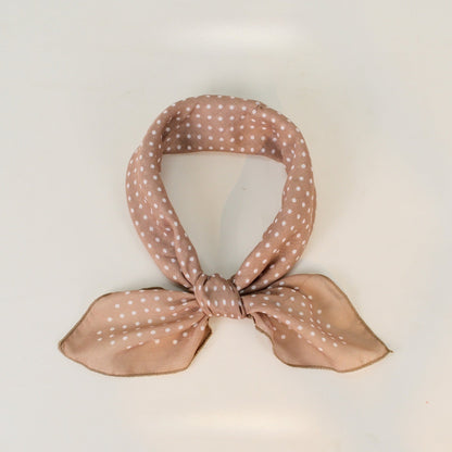 Polka Dot Faux Linen Square Hair Neck Sun Scarf