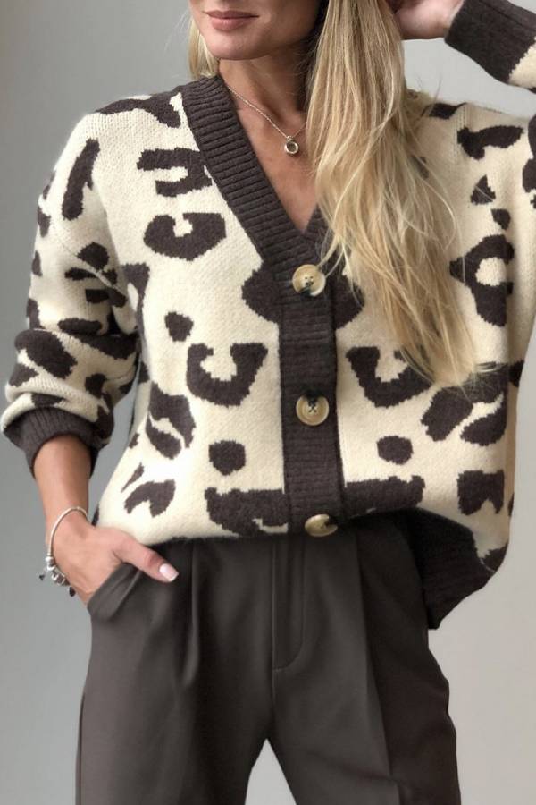 Soft Thick Leopard Knit Sweater Top