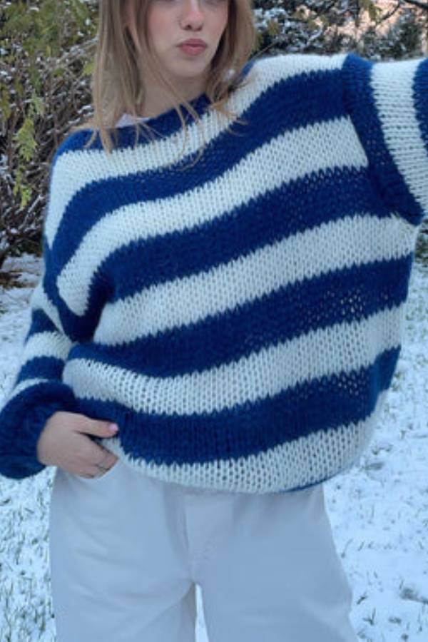 Cotton Candy Navy Stripe Knit Jumper