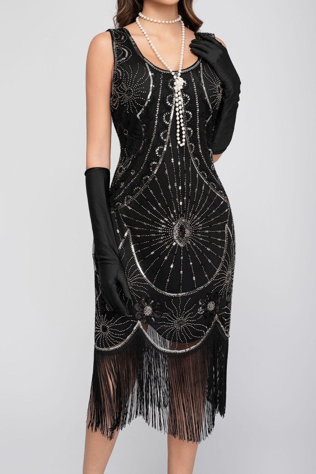 Sequin Beaded Tassel Tank Boho Dress