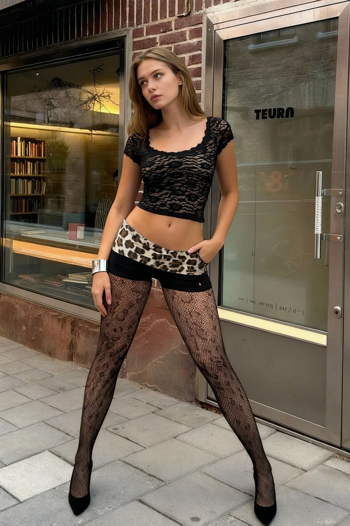 Leopard Patchwork Skinny Short