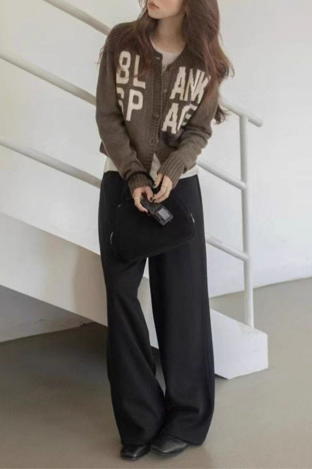 Loose Fit Letter Embroidery Sweater