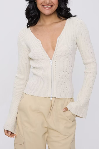 V-neck Knitted Cardigan Slim Sweater