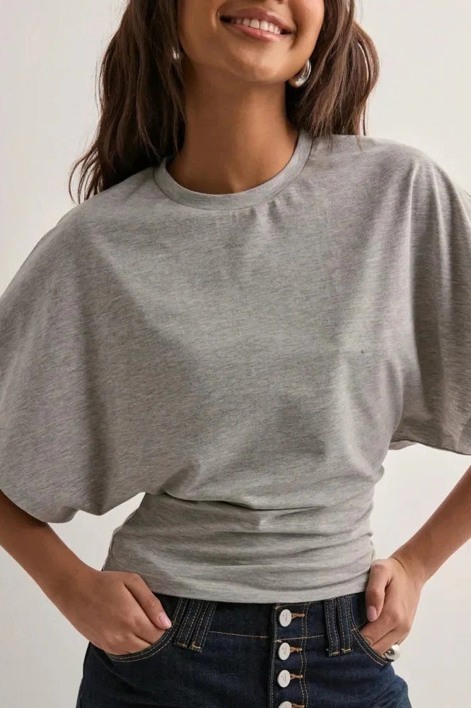 Solid Crew Neck Loose Fit Short Sleeve Tee