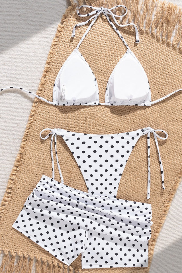 Polka Dot Boyshort Slim Fit Three Piece Swim Set
