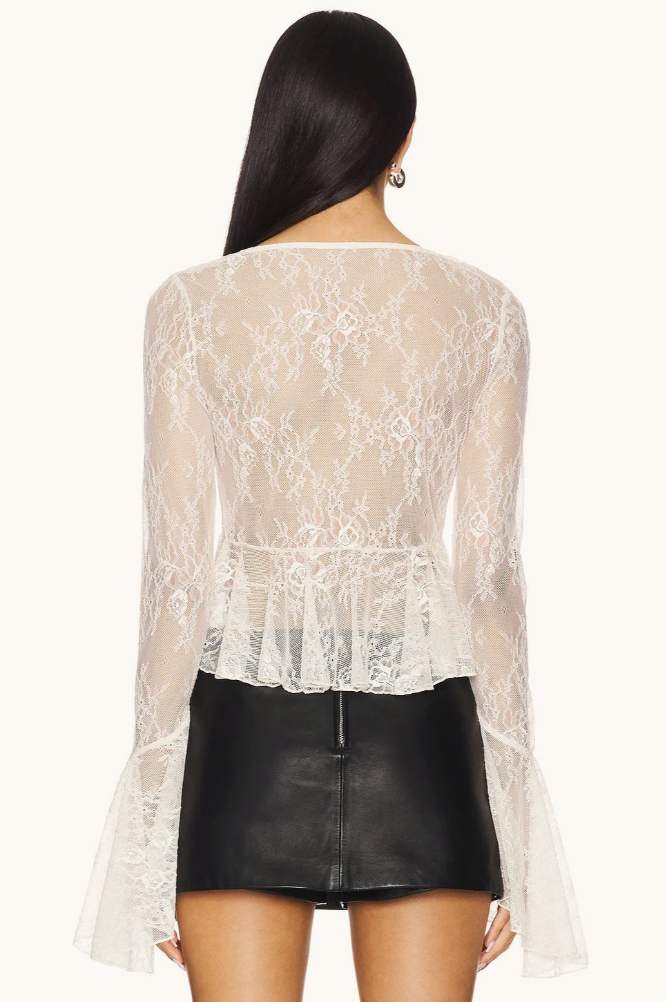 Ruffle Lace Sheer Bell Sleeve Boho Skirt Set
