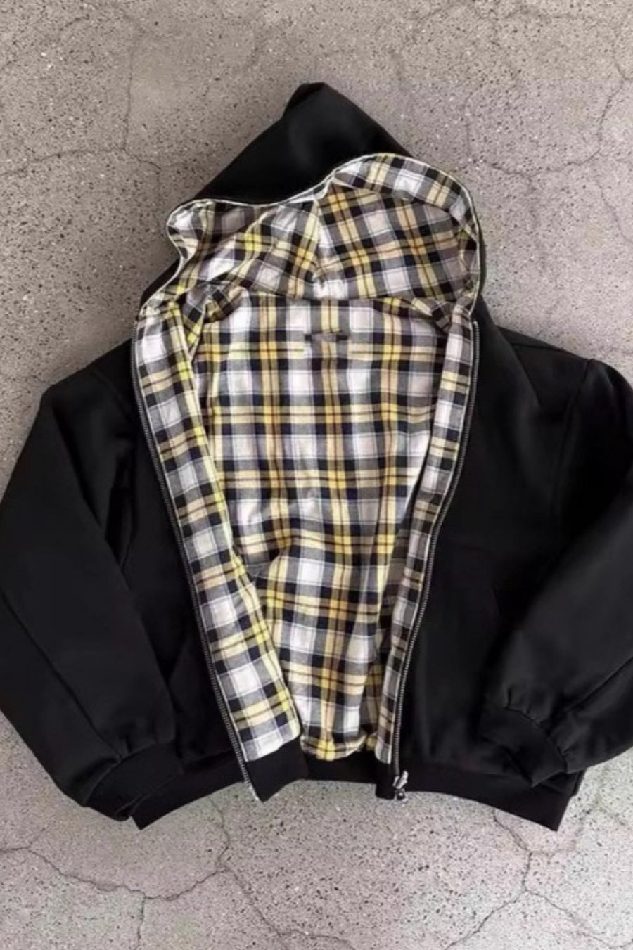 Reversible Checkered Patchwork Heavyweight Hoodie