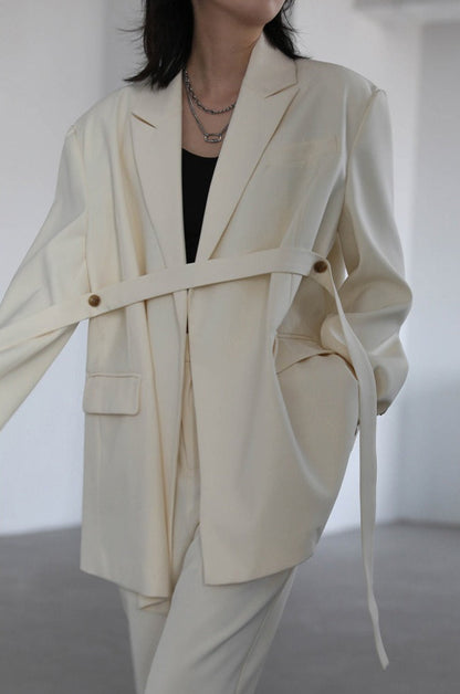 Deconstructed Wide Lapel Draped Blazer
