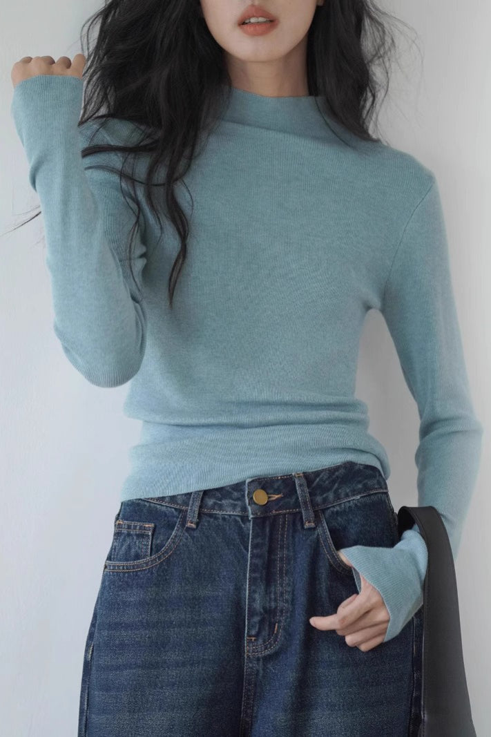 Fitted Mock Neck Knit Top