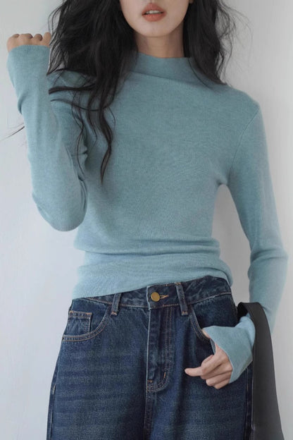 Fitted Mock Neck Knit Top