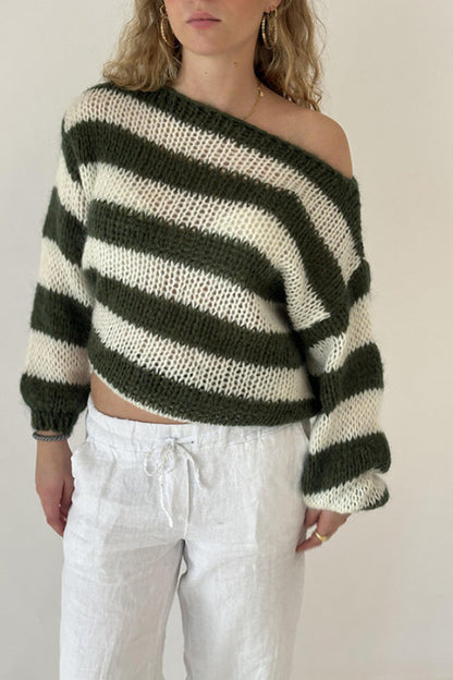 Loose Striped Fashionable All-match Long Sleeve Knitted Sweater