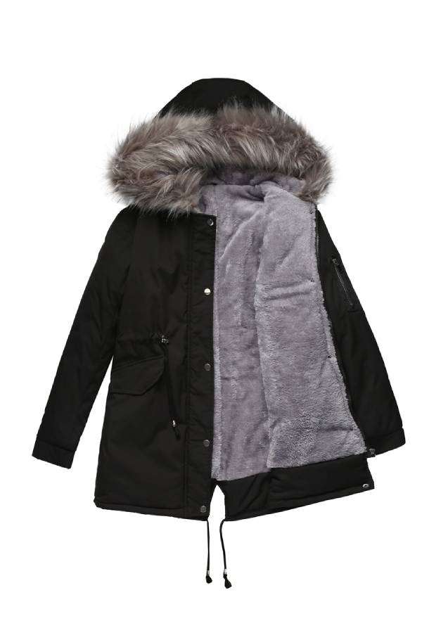 Hooded winter warm fleece coat with cotton padded jacket