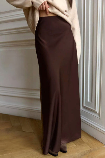 High Waist Satin Bodycon Mermaid Maxi Skirt