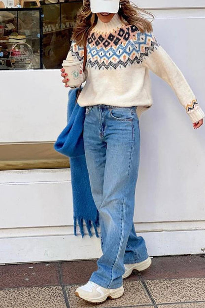 Off-white Fair Isle jacquard turtleneck sweater