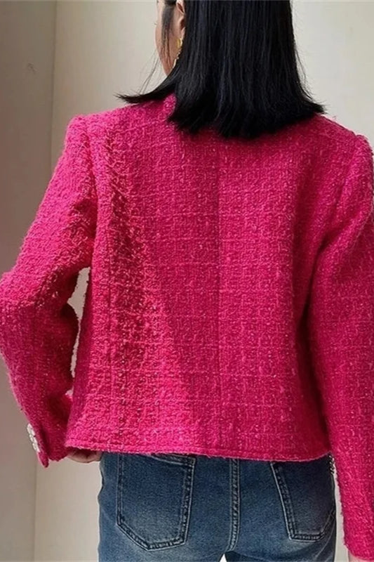 Tweed Double-Breasted Slim Blazer