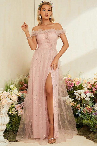 French Off Shoulder Prom Dress