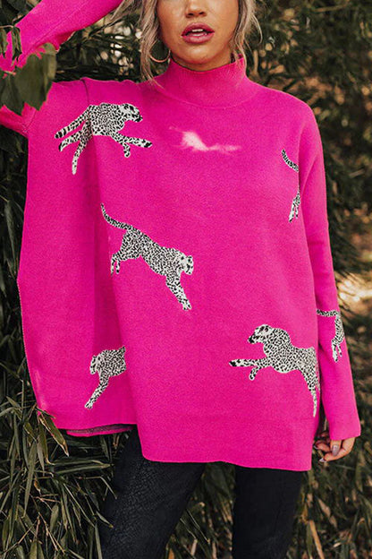 COZY AND KIND LEOPARD SLIT RELAXED SWEATSHIRT